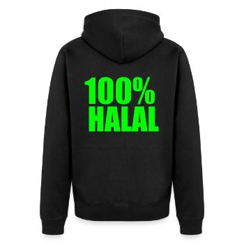 Halal - Unisex Premium Bio Zip Hoodie - Schwarz - Hinten - Nico (187cm)