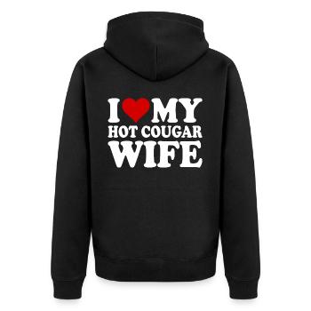 I love my hot cougar wife - Veste à capuche bio Premium Unisexe - noir - Dos - Nico (187cm)