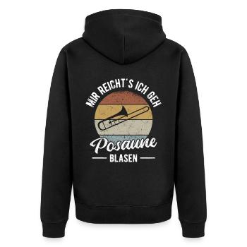 Posaunist Musiker Posaune Orchester Blasmusik - Unisex Premium Bio Zip Hoodie - Schwarz - Hinten - Nico (187cm)