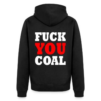 Fuck you coal - Veste à capuche bio Premium Unisexe - noir - Dos - Nico (187cm)