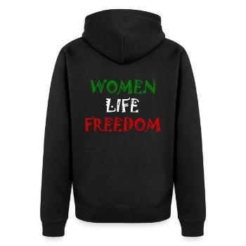 Women life freedom - Unisex Premium Bio Zip Hoodie - Schwarz - Hinten - Nico (187cm)