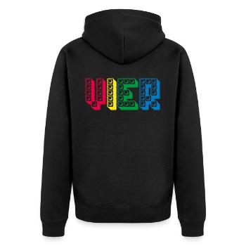Kinder 4 Jahre Bausteine 4. Geburtstag - Unisex Premium Bio Zip Hoodie - Schwarz - Hinten - Nico (187cm)