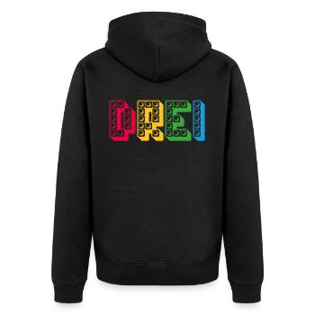 Kinder 3 Jahre Bausteine 3. Geburtstag - Unisex Premium Bio Zip Hoodie - Schwarz - Hinten - Nico (187cm)