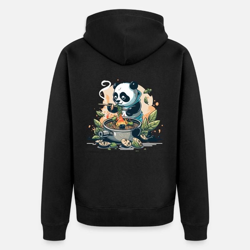 Panda Chef - Veste à capuche bio Premium Unisexe - noir