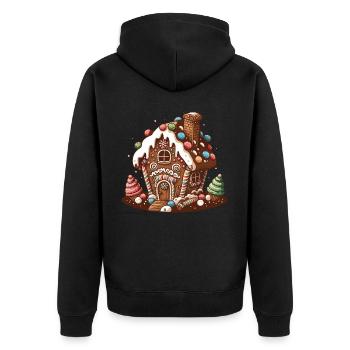 Demeure en pain d’épices sucré - Veste à capuche bio Premium Unisexe - noir - Dos - Nico (187cm)