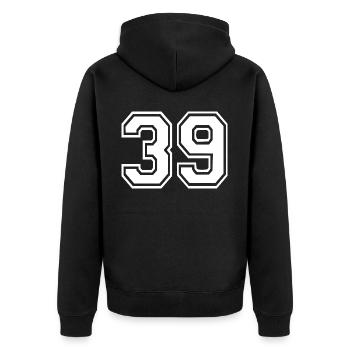 39 - Unisex Premium Bio Zip Hoodie - Schwarz - Hinten - Nico (187cm)