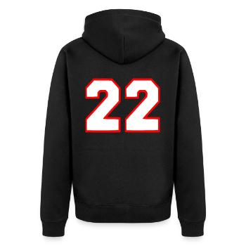 22 - Unisex Premium Organic Zip Hoodie - black - Back - Nico (187cm)