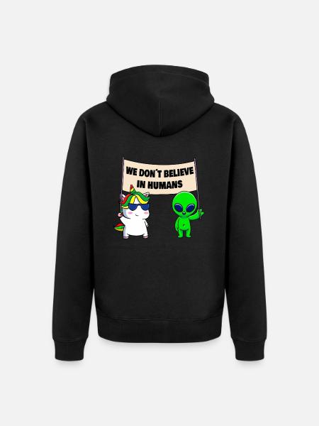 We don't believe in people - Unisex Premium Organic Zip Hoodie - black