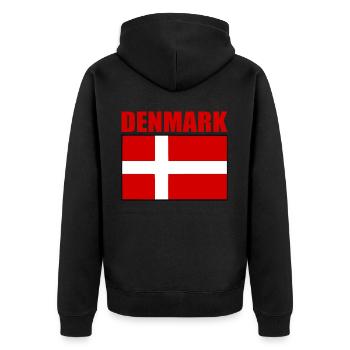 Denmark - Unisex Premium Organic Zip Hoodie - black - Back - Nico (187cm)