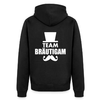Team bräutigam - Unisex Premium Bio Zip Hoodie - Schwarz - Hinten - Nico (187cm)