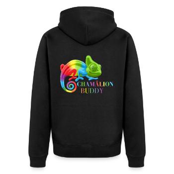 Chamäleon, bunte Chamäleon-Eidechsen - Unisex Premium Bio Zip Hoodie - Schwarz - Hinten - Nico (187cm)