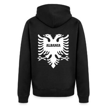 Albanien - Unisex Premium Bio Zip Hoodie - Schwarz - Hinten - Nico (187cm)