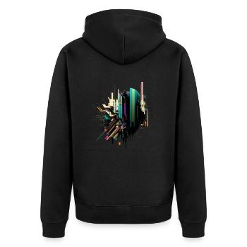 Art abstrait | Glitch Art | Abstrait - Veste à capuche bio Premium Unisexe - noir - Dos - Nico (187cm)