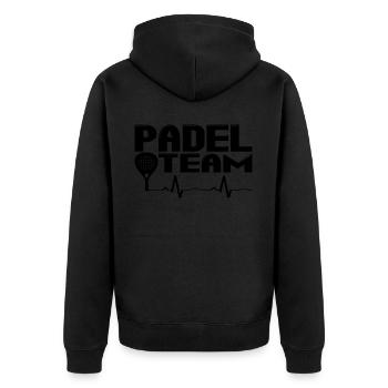 Padel Mannschaft - Unisex Premium Bio Zip Hoodie - Schwarz - Hinten - Nico (187cm)