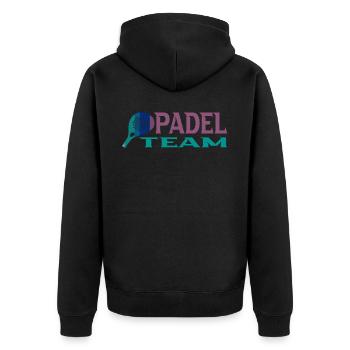 Padel Mannschaft - Unisex Premium Bio Zip Hoodie - Schwarz - Hinten - Nico (187cm)