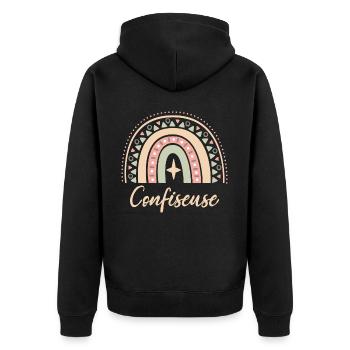 Cadeau Confiseuse. Boho Rainbow confiseuse. - Veste à capuche bio Premium Unisexe - noir - Dos - Nico (187cm)