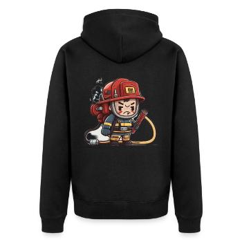 Fighting Fires - Unisex Premium Organic Zip Hoodie - black - Back - Nico (187cm)