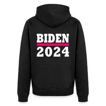 Joe biden 2024 - Unisex Premium Bio Zip Hoodie - Schwarz - Hinten - Nico (187cm)