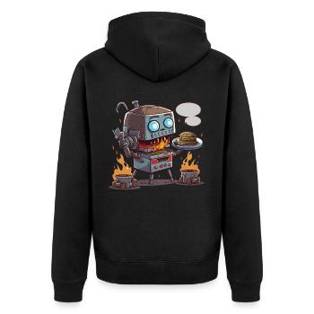 Grilling Bot - Unisex Premium Organic Zip Hoodie - black - Back - Nico (187cm)