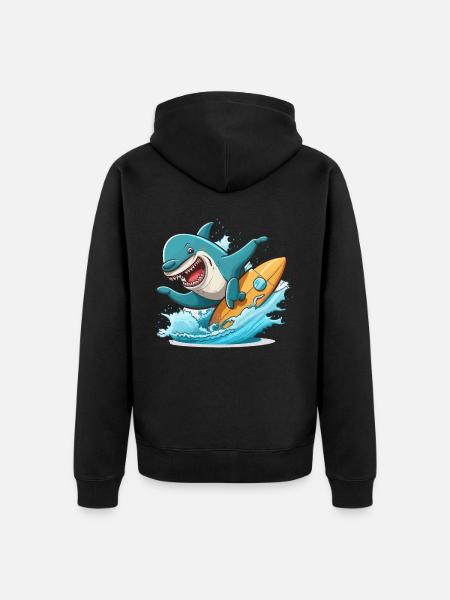 Surfeur de requins - Veste à capuche bio Premium Unisexe - noir