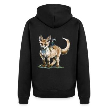 Fuchs und Wille - Unisex Premium Bio Zip Hoodie - Schwarz - Hinten - Nico (187cm)