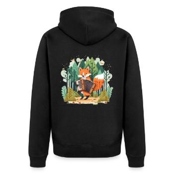 Musikalischer Fuchs - Unisex Premium Bio Zip Hoodie - Schwarz - Hinten - Nico (187cm)