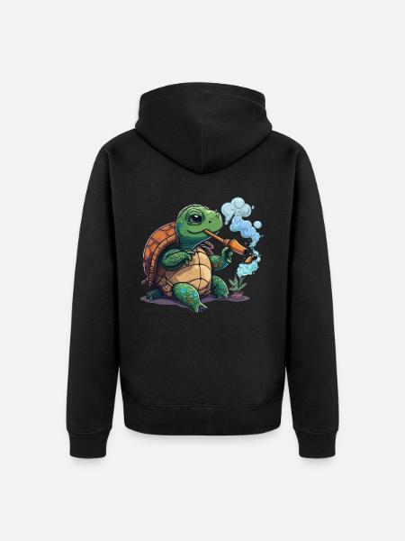 Toking Turtle - Unisex Premium Organic Zip Hoodie - black