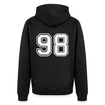 98 - Unisex Premium Organic Zip Hoodie - black - Back - Nico (187cm)