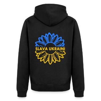 Slava ukraini - Unisex Premium Bio Zip Hoodie - Schwarz - Hinten - Nico (187cm)
