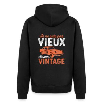 je suis vintage cadeau humour papy voiture - Veste à capuche bio Premium Unisexe - noir - Dos - Nico (187cm)
