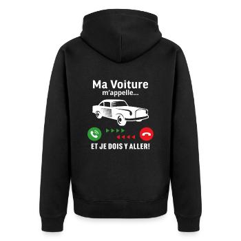 Ma voiture m'appelle voiture classique - Veste à capuche bio Premium Unisexe - noir - Dos - Nico (187cm)