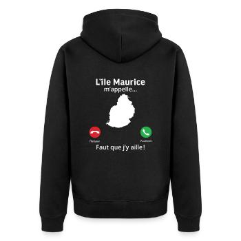 L'île maurice m'appelle faut que j'y aille! - Veste à capuche bio Premium Unisexe - noir - Dos - Nico (187cm)