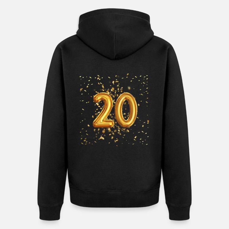 Conception du 20e anniversaire - Veste à capuche bio Premium Unisexe - noir