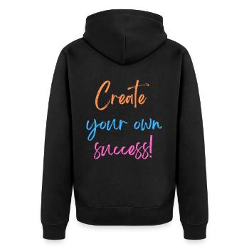 KDFA I Create your own success! - Unisex Premium Bio Zip Hoodie - Schwarz - Hinten - Nico (187cm)