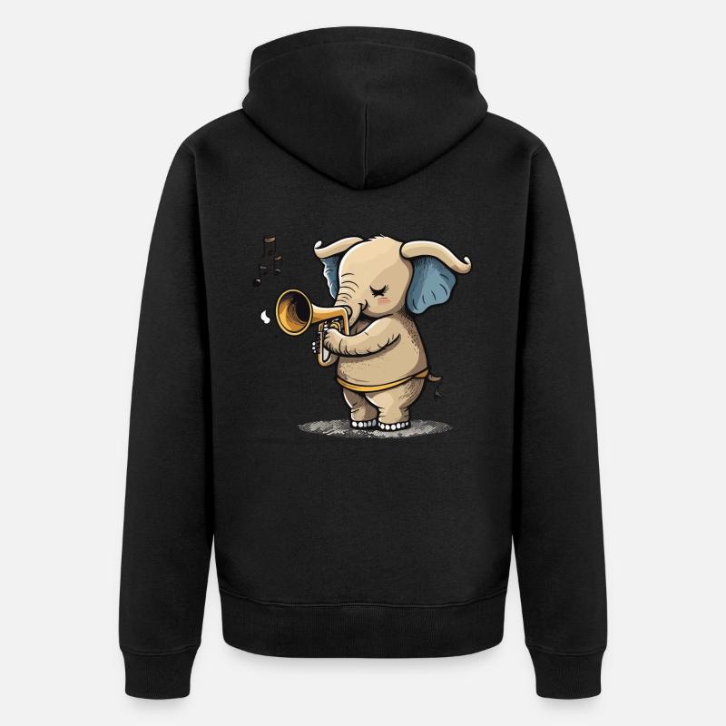 Éléphant trompette - Veste à capuche bio Premium Unisexe - noir