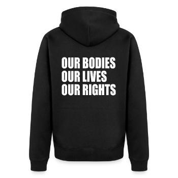 our bodies our lives our rights - Veste à capuche bio Premium Unisexe - noir - Dos - Nico (187cm)