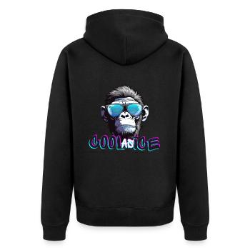 Cooler Gorilla - Unisex Premium Bio Zip Hoodie - Schwarz - Hinten - Nico (187cm)