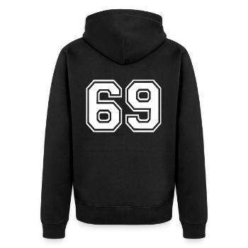 69 - Unisex Premium Bio Zip Hoodie - Schwarz - Hinten - Nico (187cm)