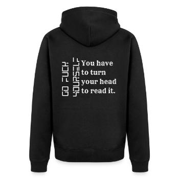 GO FUCK YOURSELF | Streetwear - Unisex Premium Bio Zip Hoodie - Schwarz - Hinten - Nico (187cm)
