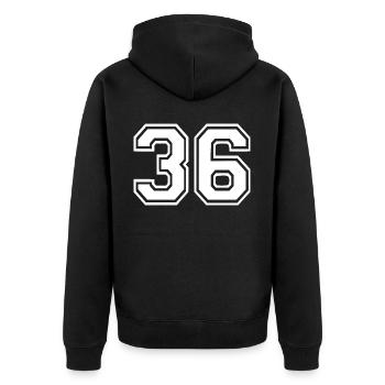 36 - Unisex Premium Organic Zip Hoodie - black - Back - Nico (187cm)