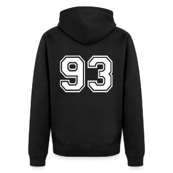 93 - Unisex Premium Organic Zip Hoodie - black - Back - Nico (187cm)