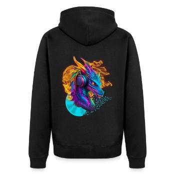 Notes de DJ Dragon avec Headphone Fire Vinylrecord - Veste à capuche bio Premium Unisexe - noir - Dos - Nico (187cm)