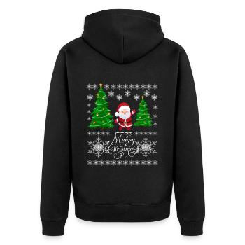 WEIHNACHTSMANN - Unisex Premium Bio Zip Hoodie - Schwarz - Hinten - Nico (187cm)