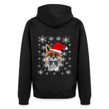 Christmas fox with Christmas cap snowflakes - Unisex Premium Organic Zip Hoodie - black - Back - Nico (187cm)