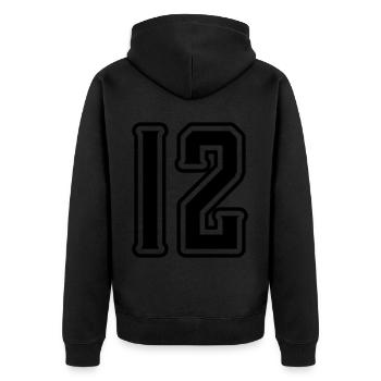 12 Zahl symbol - Unisex Premium Bio Zip Hoodie - Schwarz - Hinten - Nico (187cm)