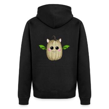 Halloween pumpkin brown - Unisex Premium Organic Zip Hoodie - black - Back - Nico (187cm)