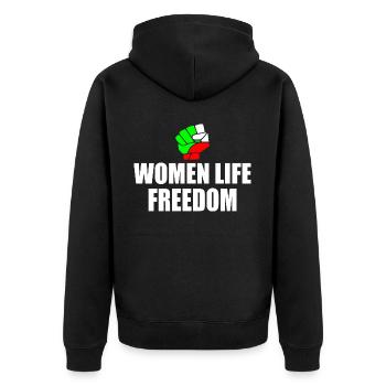 Women life freedom iran - Unisex Premium Bio Zip Hoodie - Schwarz - Hinten - Nico (187cm)