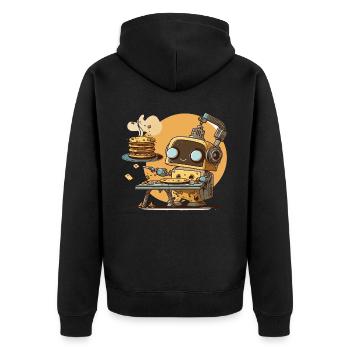 Frühstücks-Bot - Unisex Premium Bio Zip Hoodie - Schwarz - Hinten - Nico (187cm)