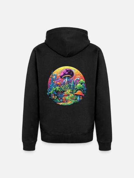 Psychedelic mushrooms - Unisex Premium Organic Zip Hoodie - black