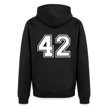 42 - Unisex Premium Organic Zip Hoodie - black - Back - Nico (187cm)